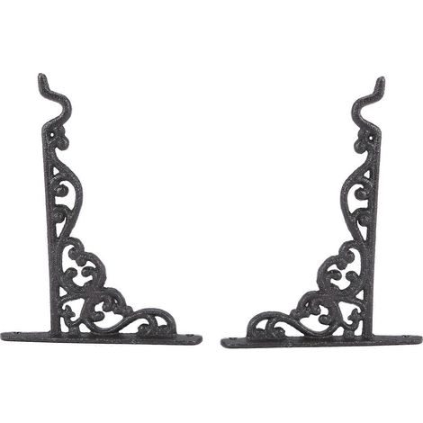 Crochets muraux en fonte (lot de 2) pour suspensions de plantes, avec vis, supports muraux en métal style vintage, compatibles avec mangeoires à oiseaux, lanternes, carillons éoliens et supports murau (1/5)