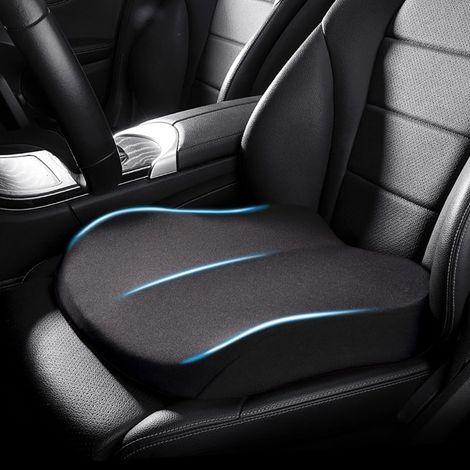 Rehausseur de siège auto pour adulte - Coussin de siège universel - Augmente efficacement la hauteur du siège de 10 cm - Améliore la visibilité au volant - Accessoire auto - Noir (1/5)