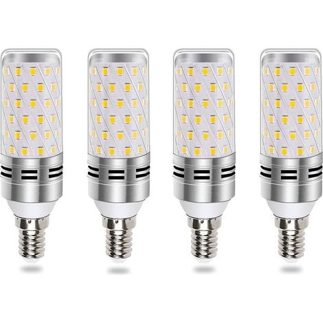 Ampoule E14 Mais LED 16W Blanc Froid 6000K, Équivalent Halogène E14 100W 120W, 1600LM, 360° Lumiere, AC 175-265V, Ampoule E14 Bougie LED pour Lustre/Applique/Lampe Chevet, non-dimmable, lot de 4 (1/4)