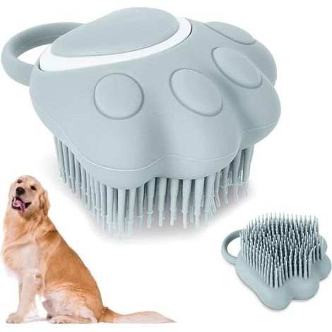 Brosse de bain pour chiens et chats,Brosse de Bain pour Chien,avec distributeur de shampoing et brosse de massage pour chiot,Effet de massage,Enlève les poils morts,la saleté et la poussière (1/5)