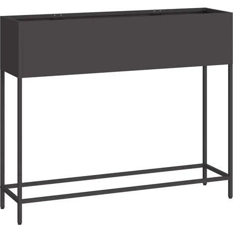 Macetero elevado moderno de 100 x 26 x 82 cm estilo contemporáneo aspecto moderno acero negro 020052088 (1/5)