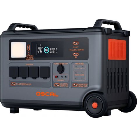 OSCAL PowerMax 3600 SE tragbare Energiestation 3600Wh 3600W, LiFePO4, USV 5-8ms, Schnellladung, 14 Ausgänge