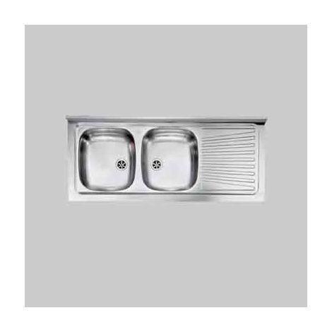 Lavello inox due vasche appoggio 120x50 cm - gocciolatoio dx