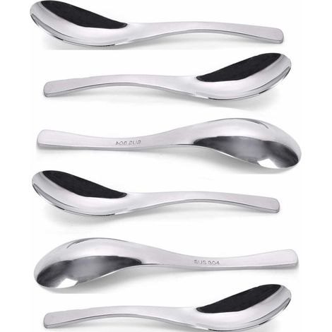 6pcs Cuillères en Acier Inoxydable 304 Cuillères épaissies pour la Maison, Cuillères en Acier Inoxydable, Convient pour les Salades, le Curry, les Desserts à la Crème et les Plats Chauds, 16cm-