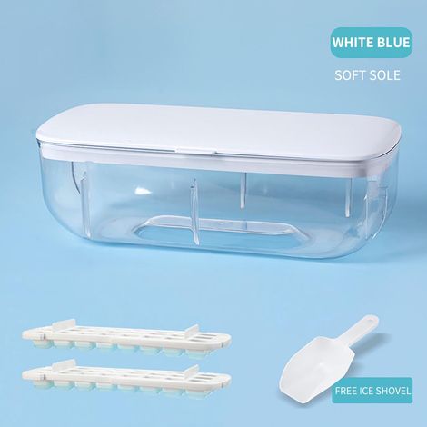 Bac À Glace Avec Couvercle - 24 Emplacements - Matériau Alimentaire ABS/PET - Pour Cocktails Et Boissons Fraîches - Lot De 2 Bacs + Couvercle + Presse + Boîte De Rangement + Pelle À Glace (1/3)