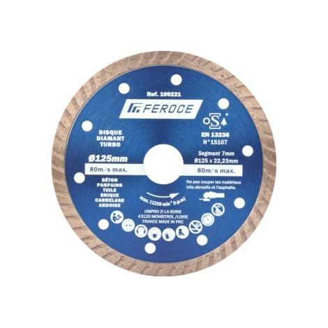 Disque Diamant Turbo 125 x 22.2mm FEROCE (1/2)