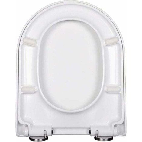Abattant WC en forme de V et de U avec fermeture douce et facile à nettoyer Blanc avec un bouton à libération rapide (U),de (1/3)