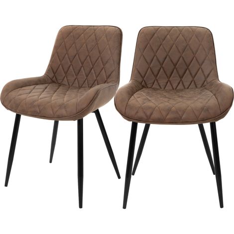 ML-Design 2x Sillas de Comedor Marrón Estilo Retro Asiento Tapizado Aspecto de Piel Sintética Patas de Metal Negras con Respaldo y Apoyabrazos Sillón Moderno para Salón Oficina Dormitorio Cocina (1/5)
