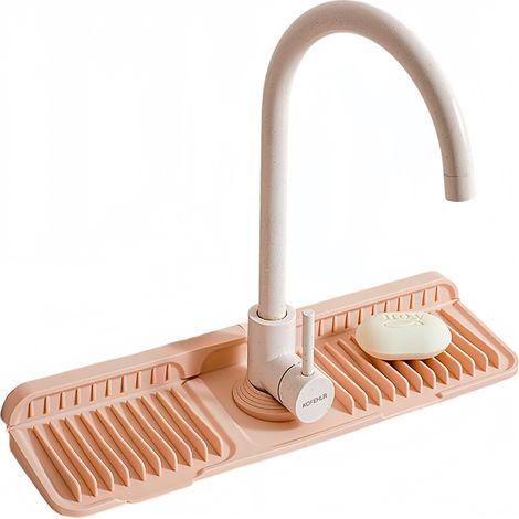 Tapis - d'évier de cuisine rose, protection anti-éclaboussures pour robinet, antidérapant, 45 x 14 x 2,1 cm (1/5)