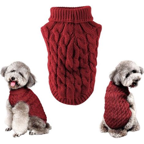 Jersey para perro, Cuello alto suave para cachorros, Abrigo para perro, Ropa de punto, Jersey liso para perro, Talla XL, Gris oscuro (1/5)