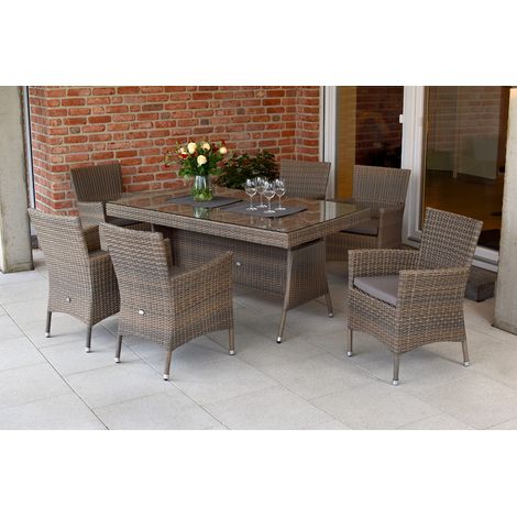 Teneriffa Set 13tlg 6 Sessel Tisch 160(220)x104cm
