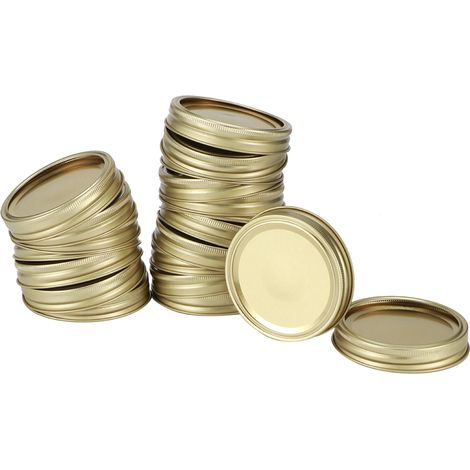 Edelstahl-SplitType Mini-Glasbehälterdeckel zur Aufbewahrung von Gewürzen und Honig (20 Stück 70 mm goldener Rundring + Deckelplatte) (1/5)