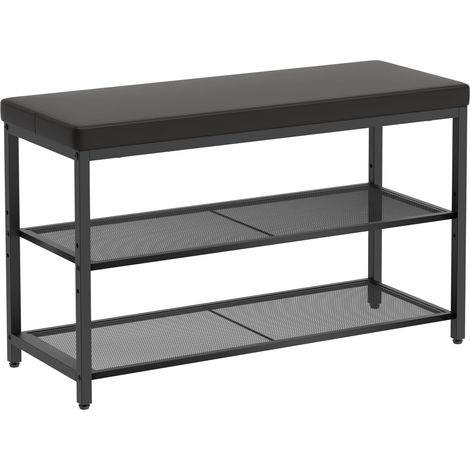 Mondeer Panca Scarpiera Metallo, Nero, 80 x 30 x 50 cm (1/4)