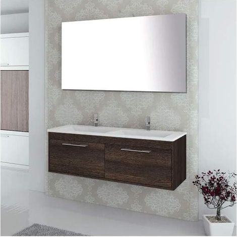 Mobile bagno ENIF con lavabo, specchio e portasciugamani 120CM Marrone (1/3)