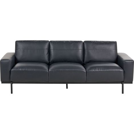 Sofa 3 Seater SOVIK Faux Leather Black (1/5)