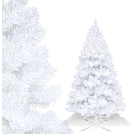 SWANEW Albero di Natale artificiale Decorazione natalizia riutilizzabile con supporto in metallo per decorazioni per feste di Natale 150 cm Bianco (1/5)