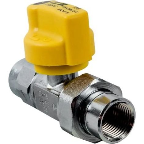 Wolf Llave de paso de gas forma recta Rp1/2 con seguridad térmica, cromada, 2011012
