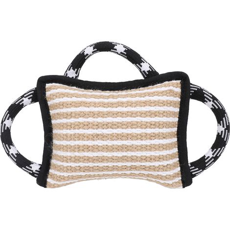 Estructura de tiro para perros adultos con 3 asas de yute resistentes al desgarro, juguete interactivo negro para entrenamiento y juego. (1/5)