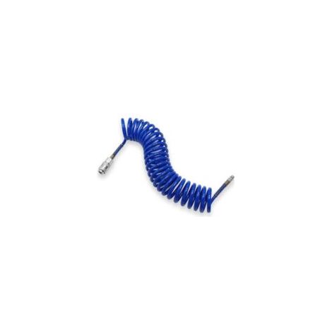 Tubo pneumatico in PU a spirale da 9 m con molla, ideale per linee d'aria o trasferimenti di fluidi, con raccordo rapido e tappo anti-piegamento - Crezuo