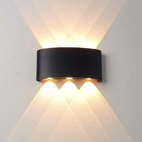 Modern LED indoor wall light, warm white, 6W, black casing, IP65, waterproof, aluminum outdoor wall lamp (1/5)