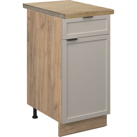 Mueble bajo de cocina Fame-Line, GrisBeige, 40 cm , ET Roble, Vicco
