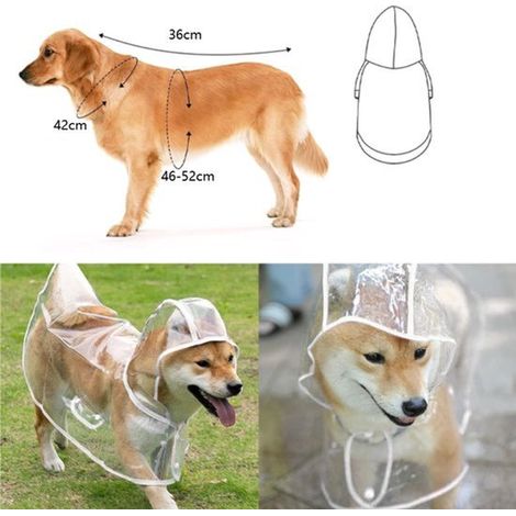 Impermeabile per cani - Impermeabile per cani - Impermeabile per cani con cappuccio - Impermeabile - Protezione completa - Poncho antipioggia per animali domestici resistente ai morsi - Per cani di pi (1/4)