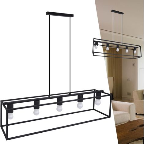 Aigostar Lampadario A Sospensione 5 Luci E27 Max 200W Nero Industriale