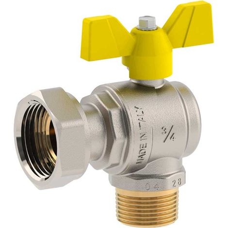 VALVOLA A SFERA GAS A SQUADRO M/F CON DADO GIREVOLE E FARFALLA ALLUMINIO FIV 1""M x 1""1/4G DN25
