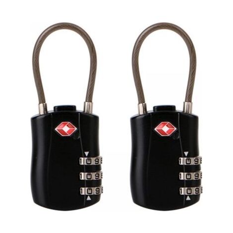 Lot de 2 Cadenas pour Bagages TSA, Cadenas de Voyage à 3 Chiffres, Cadenas à Combinaison, Cadenas à Code pour Valise de Voyage, etc. (Noir)