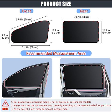 Pare Soleil Voiture Bébé,Pare-Soleil de Voiture, Matériau Polyester, Noir, Protection Solaire, Anti-UV, 4 pièces, Convient pour Protéger Les Enfants, la Vue du Conducteur et la Vie Privée (1/4)
