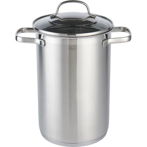 Faitout en Acier Inoxydable 18/10 avec Couvercle, Panier de Cuisson Amovible et Bord Verseur, Compatible Induction, Passe au Lave-Vaisselle, Capacité 4,5 litres (1/5)