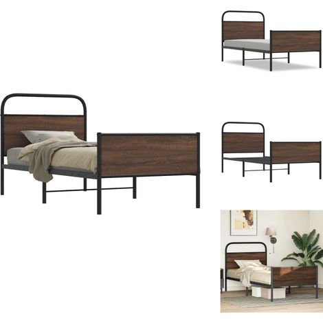 Bettgestell ohne Matratze 107x203 cm Braun Eichen-Optik - Bettgestell - Bettgestelle - Bettrahmen - Schlafzimmermöbel (1/5)