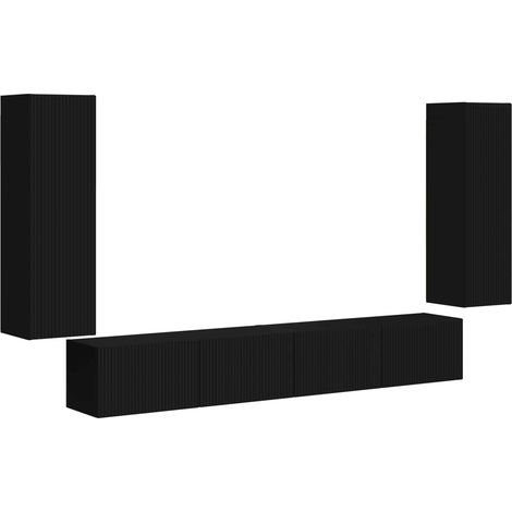 vidaXL Conjunto de mueble para TV de pared 4 pcs Negro (1/5)