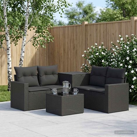 vidaXL Set di divani 6 pz Nero Rattan sintetico e Acciaio (1/5)