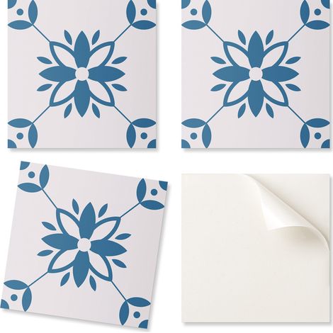 Paquete de baldosas de vinilo autoadhesivas con estampado floral de hojas, 4x50x50 cm.