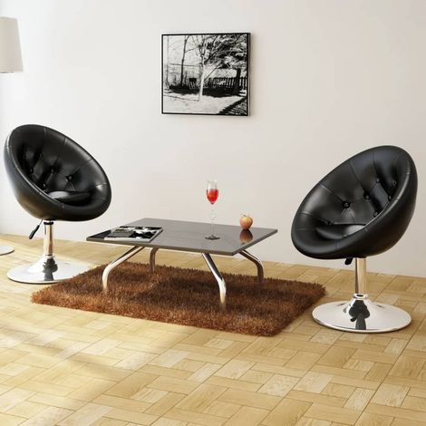 lot de 2 Chaises de bar Tabourets de Bar Tabourets Hauts noir similicuir BGT89996 (1/5)