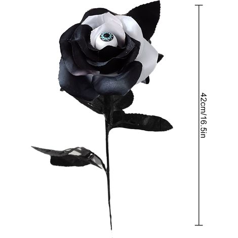 Rose Artificielle Rouge Noir Blanc Perles Oeils Halloween Decoration Fleurs Factice Tige Unique (1/5)