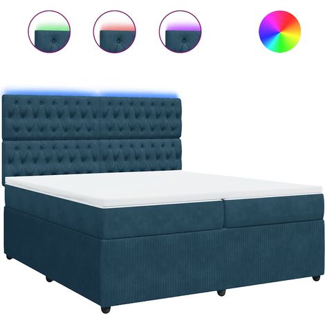 Maison Exclusive - Cama box spring con colchón terciopelo azul 20