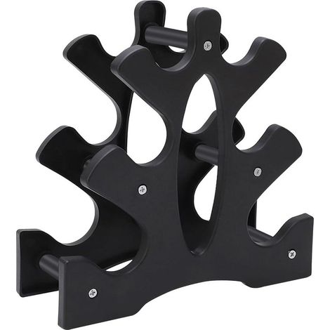 Support pour haltères à 3 niveaux, rack d'entraînement portable pour home gym, support pour barres et poids, équipement de fitness noir (1/5)