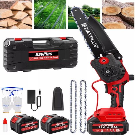 21V Cordless Handheld Chainsaw Wood Cutting Tree Trimming Branch Pruning 2PCS Battery (1/5)