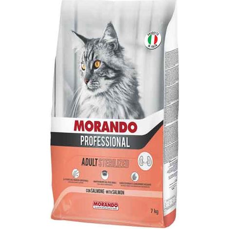 CROCCANTINI PER GATTI STERILIZZATI MORANDO 7 Kg, Gusto salmone - Per gatti adulti