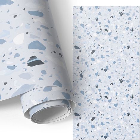 Klebefolie für Möbel - Möbelfolie - Selbstklebefolie - für Couchtisch - Türen - Wohnzimmer - Schlafzimmer Terrazzo-Mosaik 50x100 cm