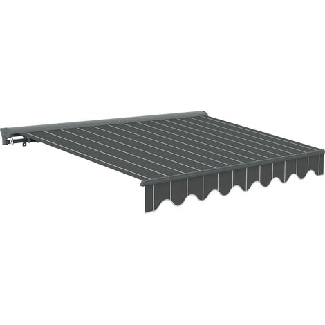 Canopée Store Banne Manuel anthracite et blanc Semi Coffre 4 x3 m – Store Rétractable pour Terrasse, Balcon & Jardin – Manivelle à Gauche – Aluminium et Polyester 280 g/m² (1/4)