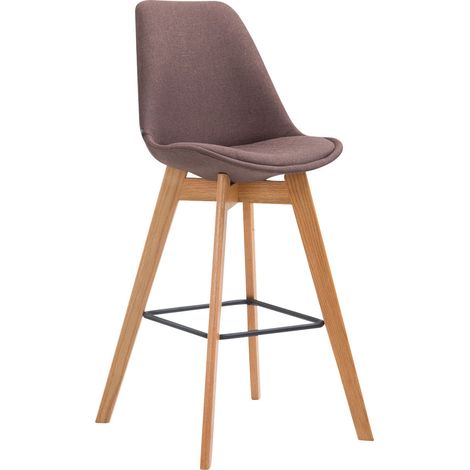 Taburete de bar x1 estilo escandinavo con asiento de tela marrón y estructura de madera natural 100005719 (1/4)