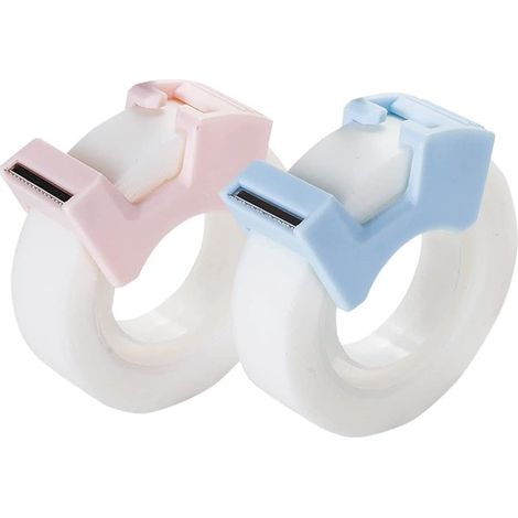 BEBUSINGOTO Paquete de 2 rollos de cinta invisible blanca de 1,27 cm con dispensador para niños, con soporte de recarga de 2,54 cm, 5 cm y 7,62 cm, un bonito minipapel de oficina. (1/5)
