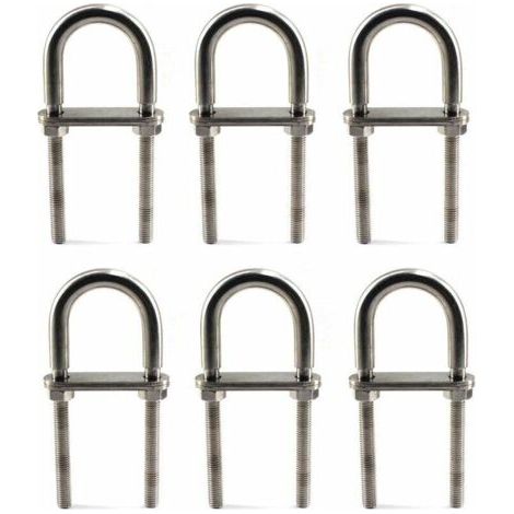 Ahlsen – Boulon en U M6 x 90 mm en acier inoxydable 304 – Lot de 6 pièces – Résistant à la corrosion pour environnements humides - M6X90