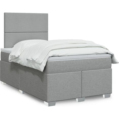 Boxspringbett mit Matratze Hellgrau 120x200 cm Stoff (1/5)