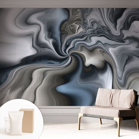 Papier peint intissé classique moderne pour salon et chambre à coucher Décoration rapide avec colle Nuages tourbillonnants 312x219 cm (1/5)