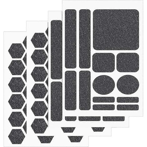 Lot de 4 bandes adhésives antidérapantes de différentes formes pour téléphone et tablette, réutilisables et prédécoupées. (1/5)