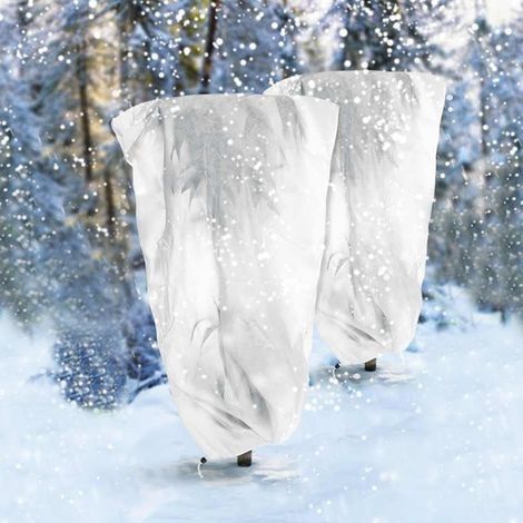 2 PCS 60 x 80 cm Voile Hivernage Plante, Housse Hivernage Plante avec Cordon de Serrage,60g/m² Voile Dhivernage Arbre,Réutilisable Convient Plante Housses de Protection Anti-Gelées (1/4)